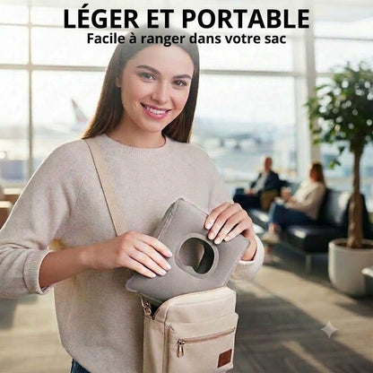 Coussin de voyage ergonomique gonflable – Oreiller de cou compact et portable pour avion, train et voiture