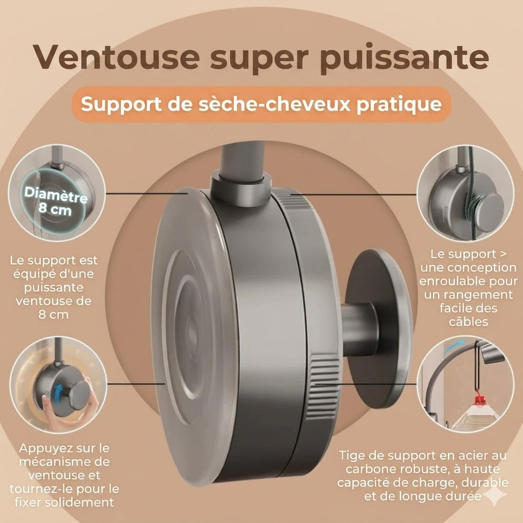 Support de sèche-cheveux mains libres