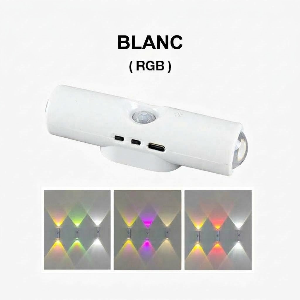 Lampe intelligente magnétique avec éclairage RGB – Lampe rechargeable à détecteur de mouvement pour placard, escalier et éclairage d'ambiance