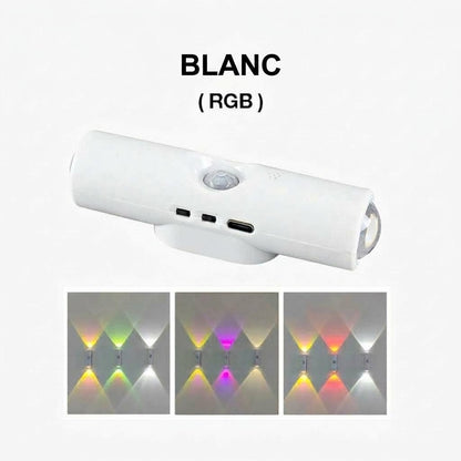 Lampe intelligente magnétique avec éclairage RGB – Lampe rechargeable à détecteur de mouvement pour placard, escalier et éclairage d'ambiance