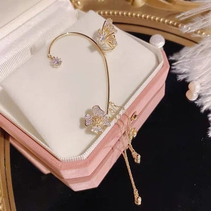 Boucles d'oreilles à clips simples avec papillons, motifs floraux et pompons – Élégantes, confortables et sans perçage