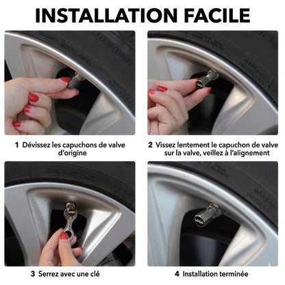 Bouchons de valve de luxe avec logo de voiture - Lot de 4