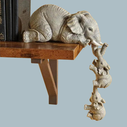 Ornement en résine en forme d'éléphant – Symbole d'un lien familial fort