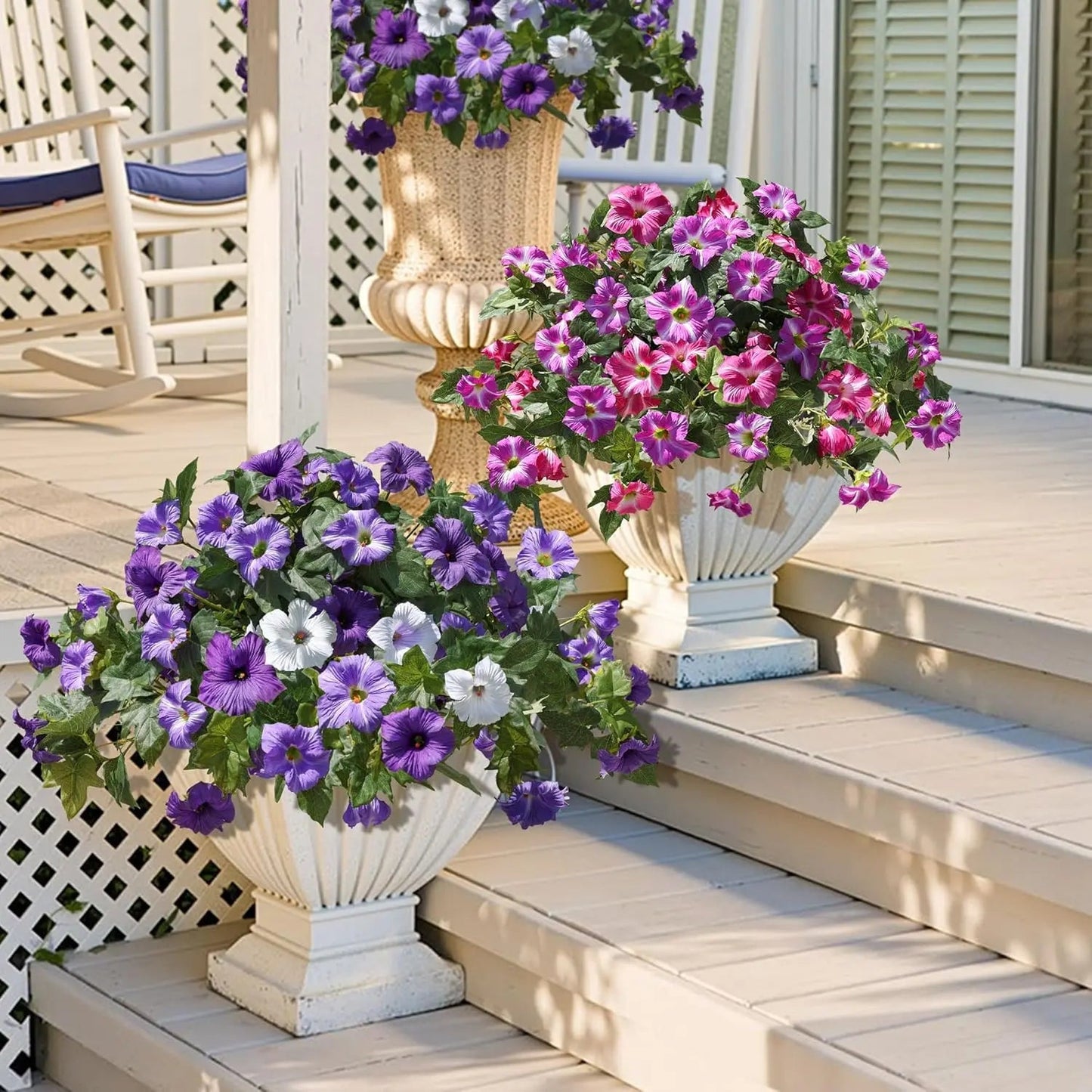 Bouquet de pétunias artificiels réalistes – Pour l'intérieur et l'extérieur