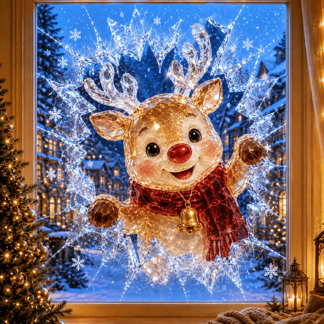 Sticker de Noël 3D effet vitre brisée