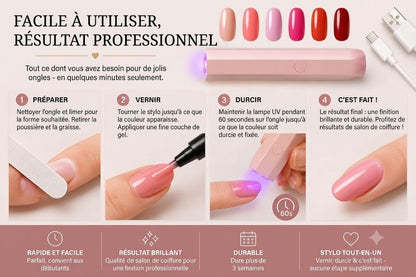 SalonPen – Stylo vernis à ongles 3-en-1 (avec lampe UV) – Lot de 6