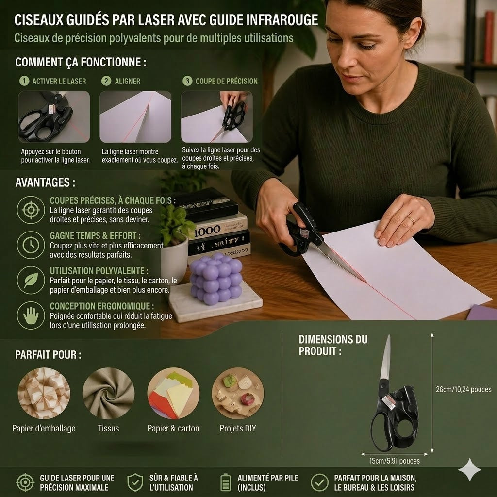 Ciseaux à guidage infrarouge – Alignement précis pour la couture et les loisirs créatifs