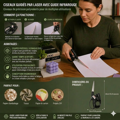 Ciseaux à guidage infrarouge – Alignement précis pour la couture et les loisirs créatifs