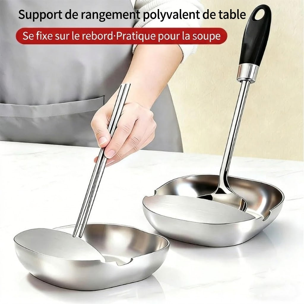 Repose-cuillère de luxe en acier inoxydable pour comptoir de cuisine – Porte-louche de haute qualité