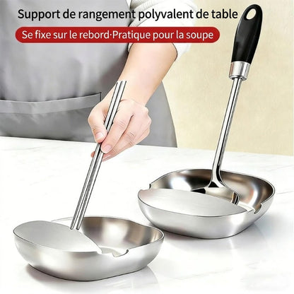 Repose-cuillère de luxe en acier inoxydable pour comptoir de cuisine – Porte-louche de haute qualité