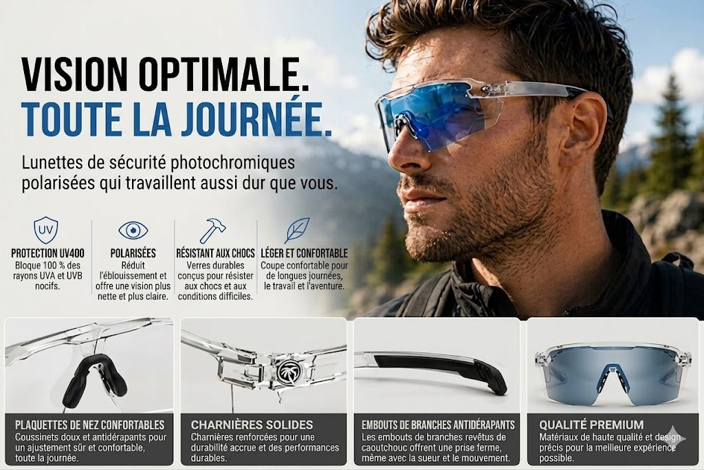 Lunettes de soleil de cyclisme – Lunettes de soleil à verres adaptatifs