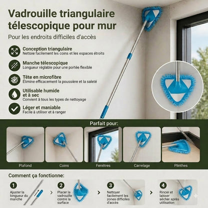 🔥 Temps limité : 50% DE RÉDUCTION❗️❗️ Balai mural triangulaire extensible pour les coins difficiles d'accès