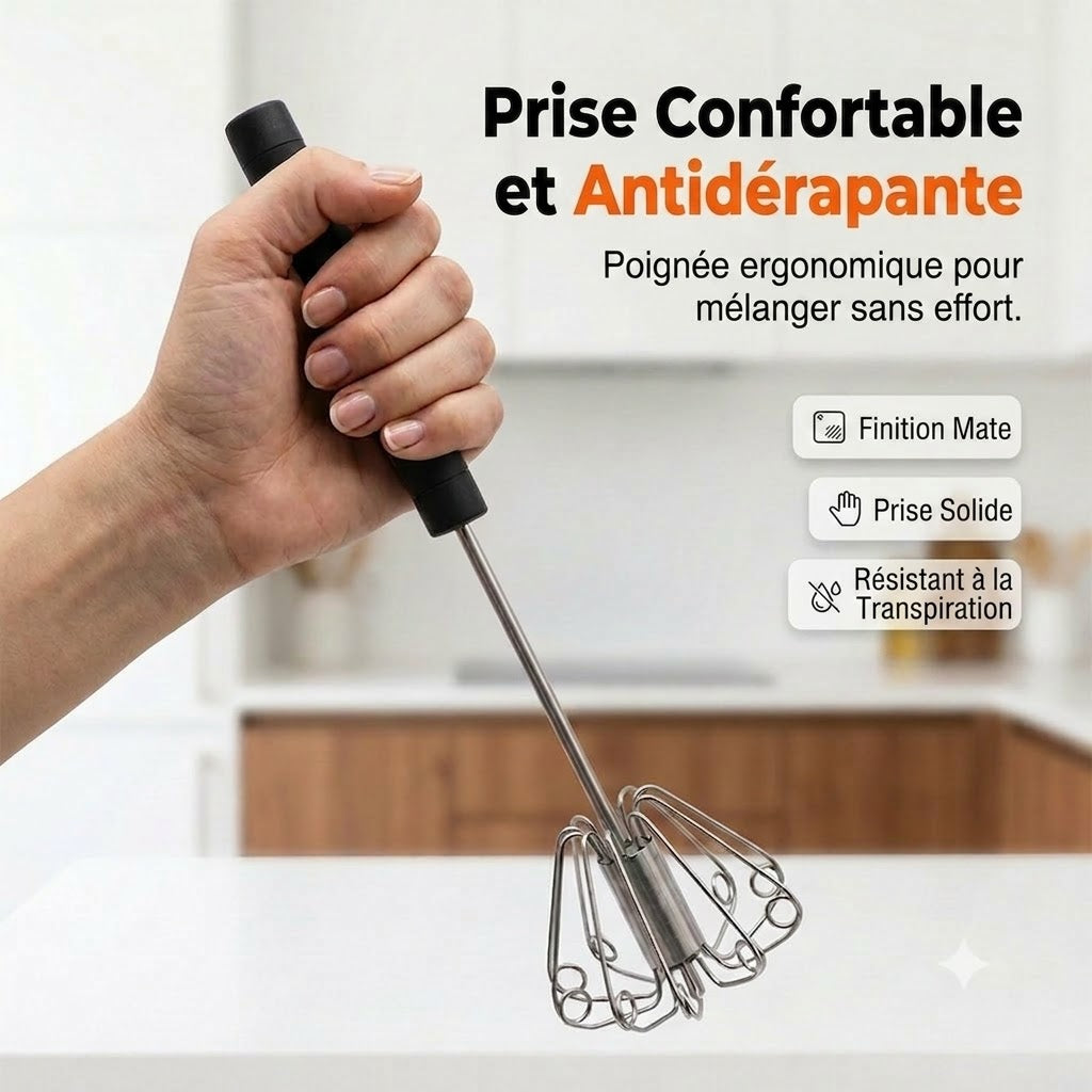 Ustensile de cuisine pratique : Fouet en acier inoxydable avec poignée antidérapante