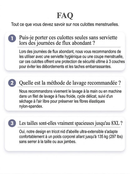 Culotte de règles étanche à taille haute avec protection avant et arrière – Protection efficace contre les fuites latérales
