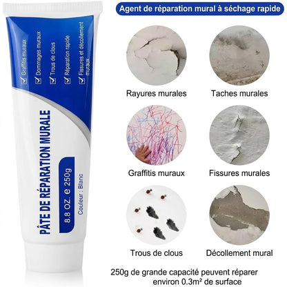 Enduit de rebouchage blanc - 250g - Pâte de réparation pour trous et fissures