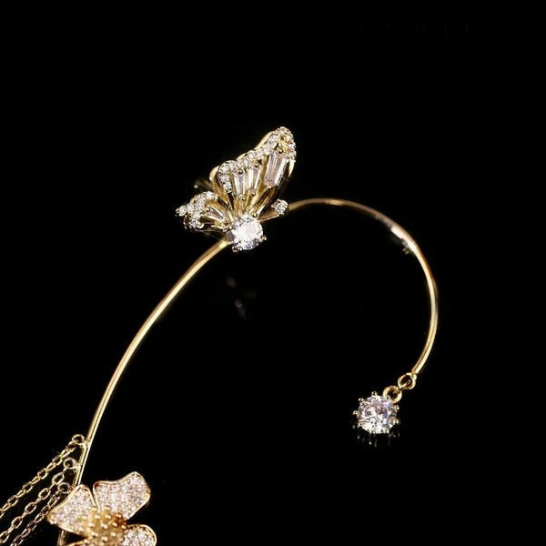 Boucles d'oreilles à clips simples avec papillons, motifs floraux et pompons – Élégantes, confortables et sans perçage