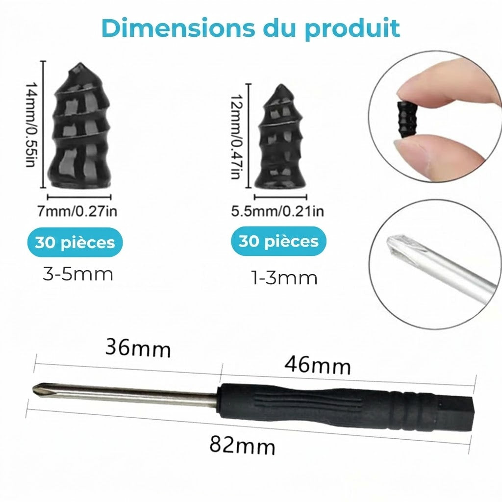 🔩 Lot de 60 Clous de Réparation de Pneus en 2 Tailles