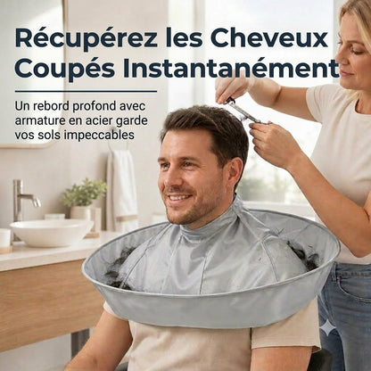 Cape de coupe imperméable avec récupérateur de cheveux – Cape parapluie pliable pour coiffure à domicile