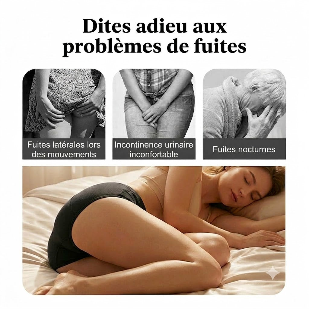 Culotte de règles étanche à taille haute avec protection avant et arrière – Protection efficace contre les fuites latérales