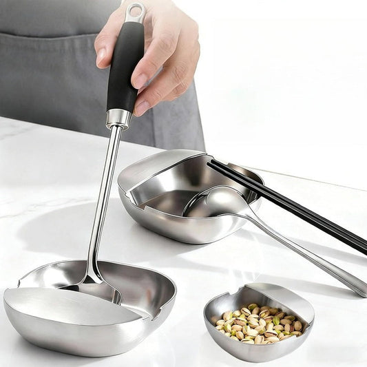 Repose-cuillère de luxe en acier inoxydable pour comptoir de cuisine – Porte-louche de haute qualité