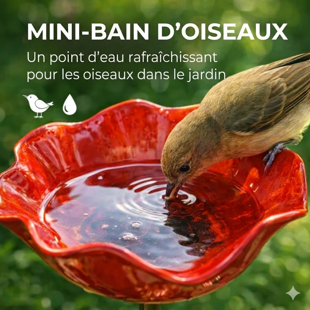 Bain d'oiseaux fait main en forme de graine de fleur – Décoration de jardin unique et abreuvoir pour oiseaux