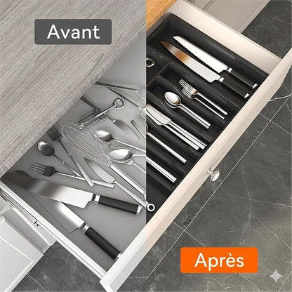 Range-couverts extensible pour tiroir de cuisine