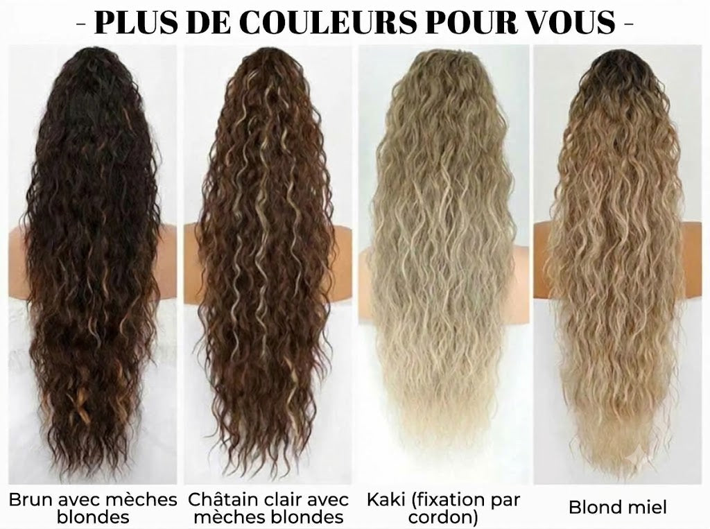 Extension queue-de-cheval longue et ondulée (Water Wave) – Postiche volumineux à pince pour le quotidien et les fêtes