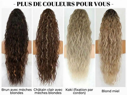 Extension queue-de-cheval longue et ondulée (Water Wave) – Postiche volumineux à pince pour le quotidien et les fêtes