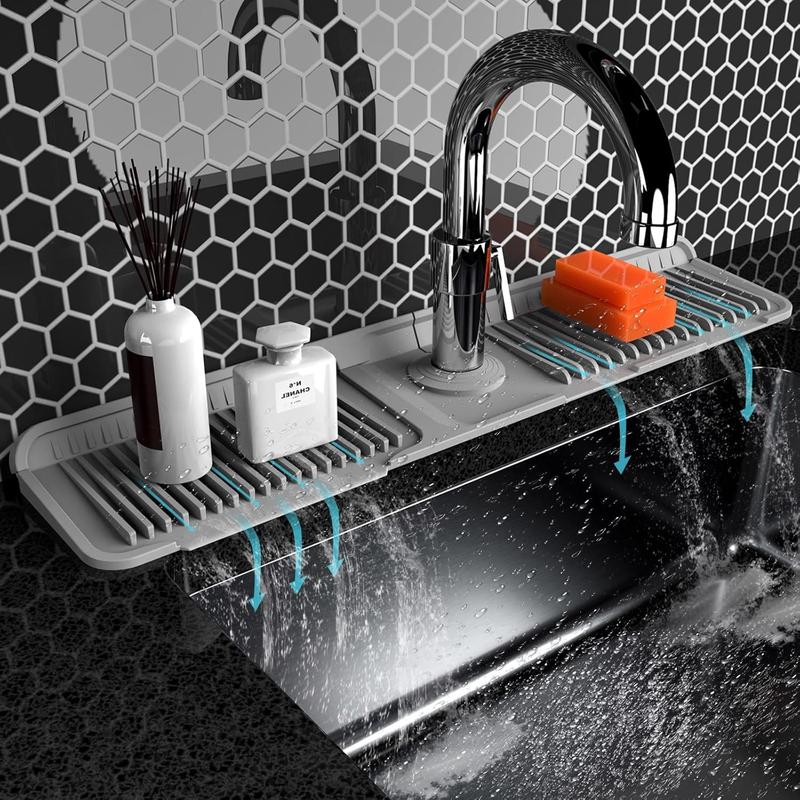 Tapis Anti-éclaboussures Pliable pour le Robinet – Garde le Plan de Travail au Sec