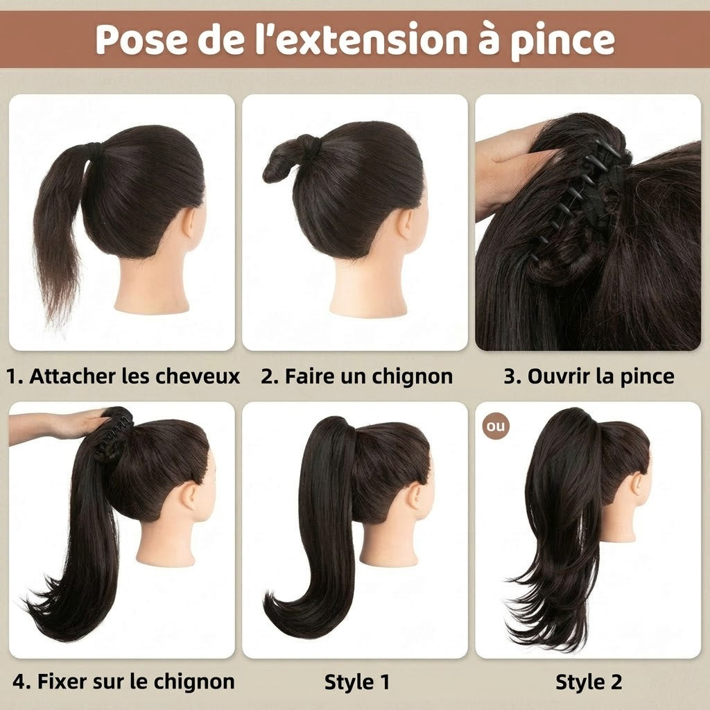 Extension queue-de-cheval longue et ondulée (Water Wave) – Postiche volumineux à pince pour le quotidien et les fêtes