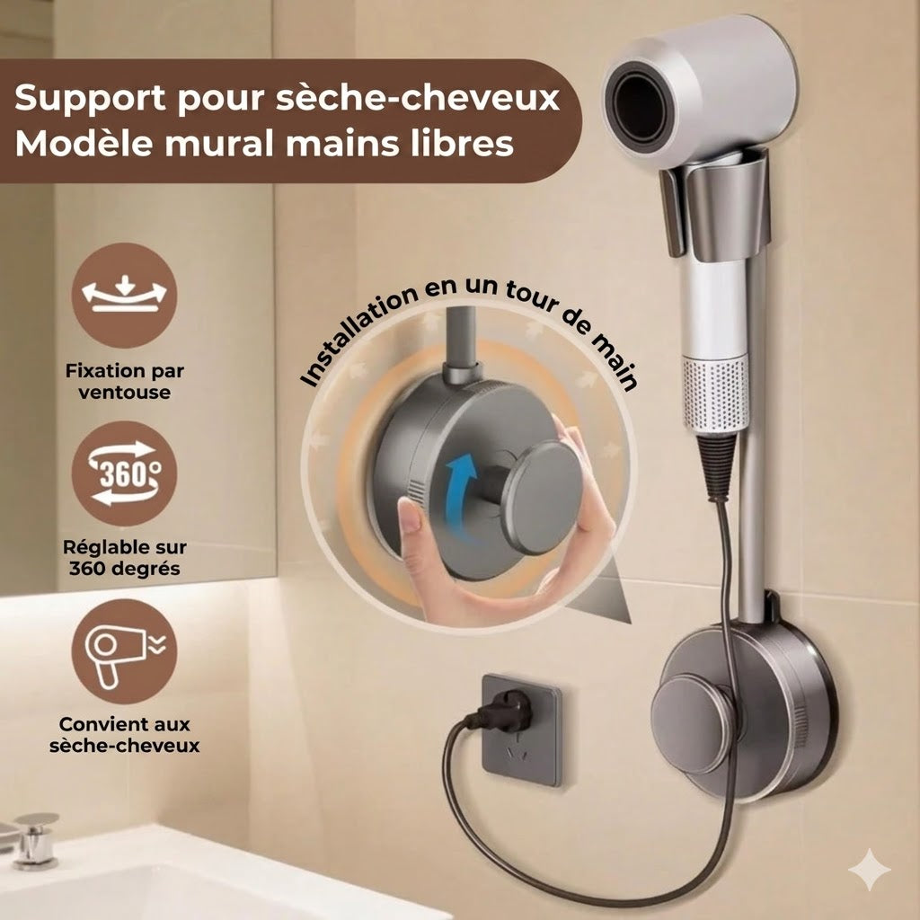 Support de sèche-cheveux mains libres