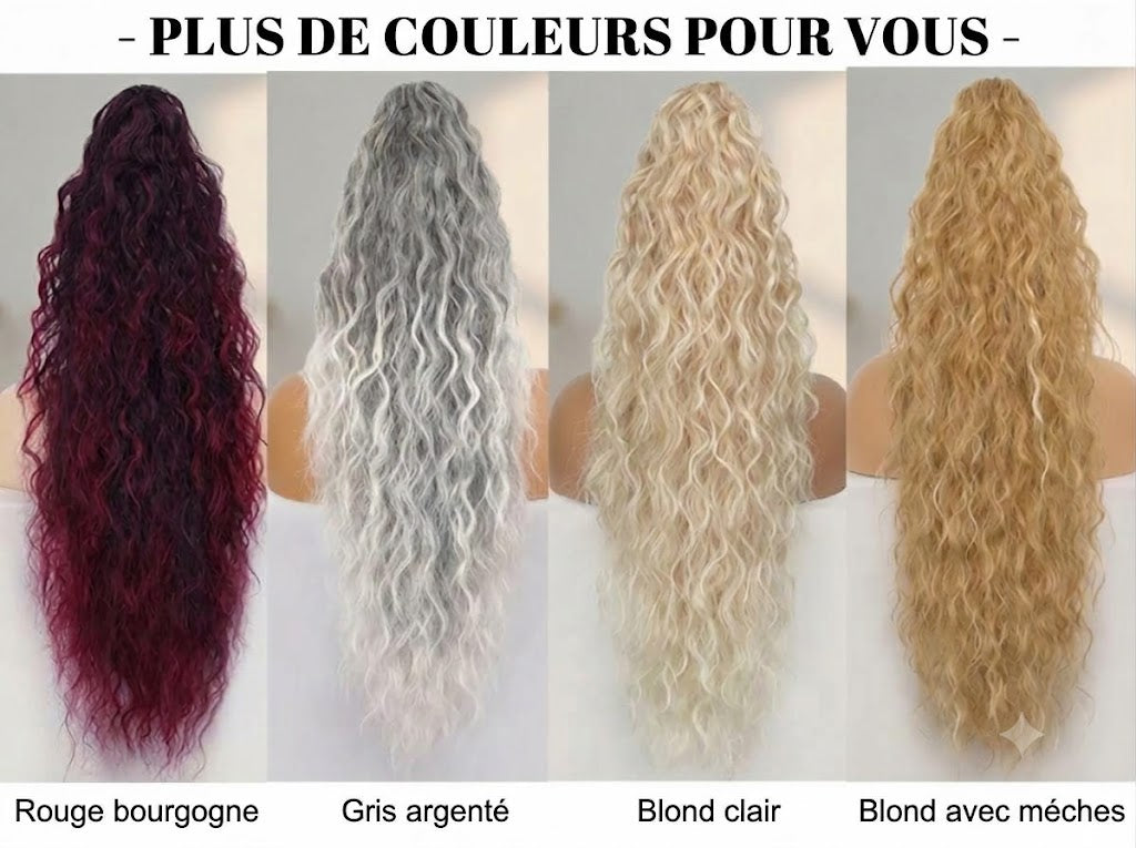 Extension queue-de-cheval longue et ondulée (Water Wave) – Postiche volumineux à pince pour le quotidien et les fêtes