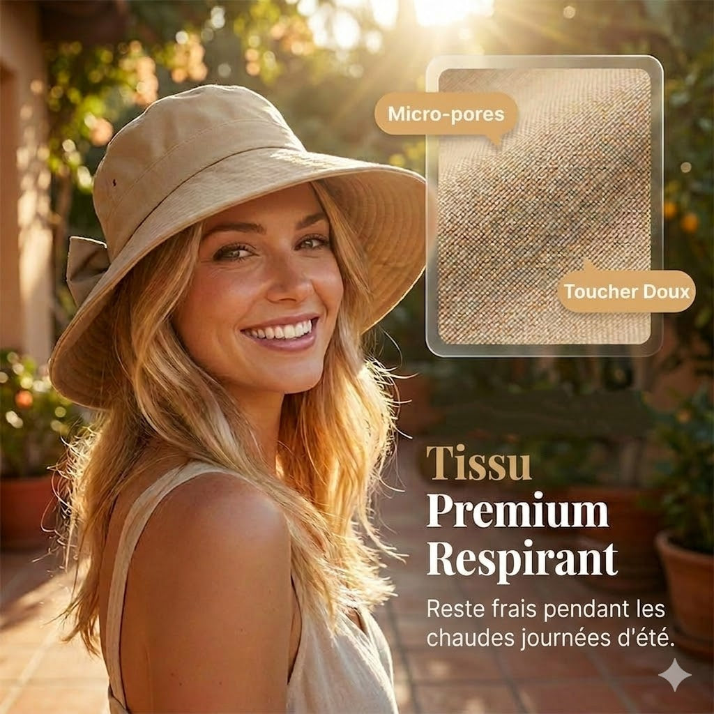 🎀 Chapeau de soleil pliable à large bord avec nœud pour femme
