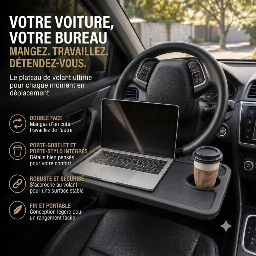 Table de volant double face pour voiture – Plateau pour ordinateur portable