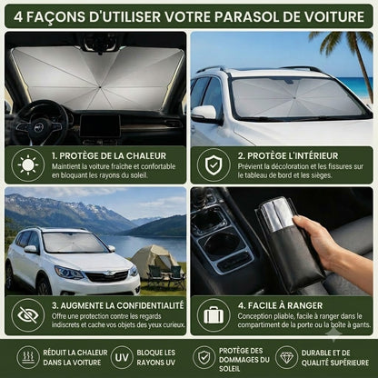 Pare-soleil pliable pour pare-brise – Protection UV efficace et protection solaire pour voiture 🚗☂️