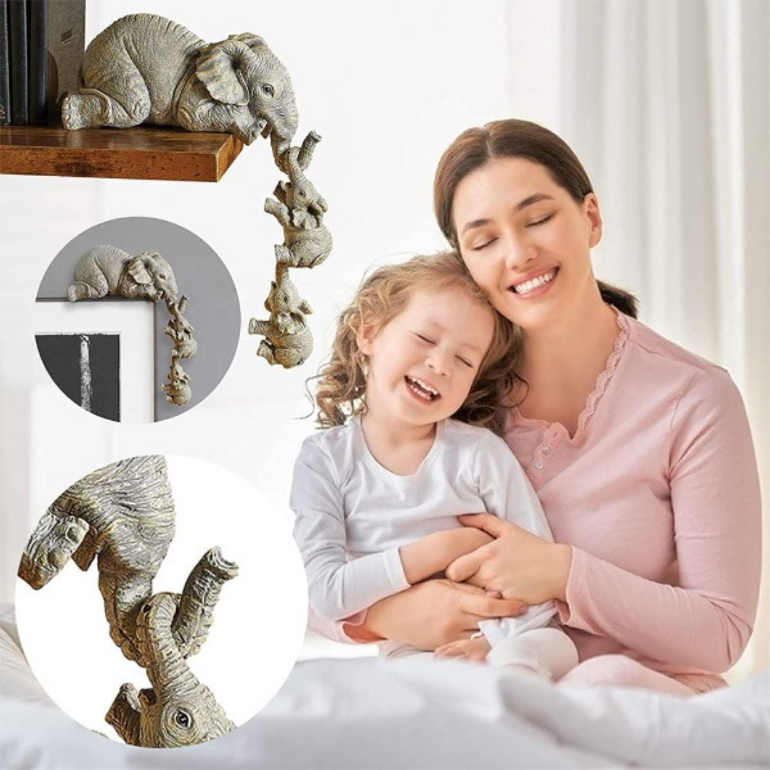 Ornement en résine en forme d'éléphant – Symbole d'un lien familial fort