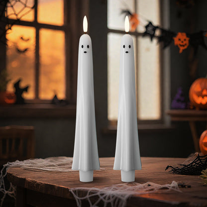 🎃👻 Bougies LED fantômes télécommandées avec mèche à flamme vacillante 3D 🕯️💡 1 lot (2 pièces)