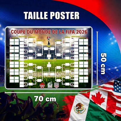 Poster du calendrier de la Coupe du Monde 2026 – Remplissez-le, placez vos paris et suivez tout le tournoi.