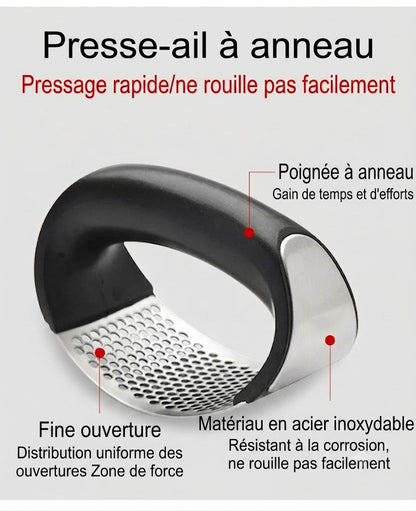 Presse-ail : Presse-ail portable en acier inoxydable