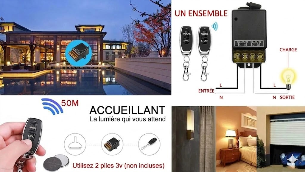 💥Ensemble télécommande et récepteur sans fil - Universel - Plug & Play - Aucun câble⚡ requis