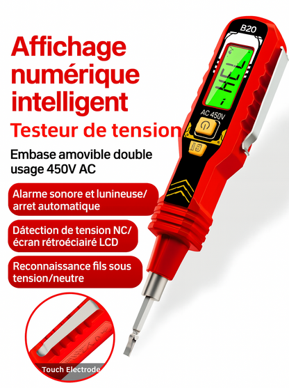Testeur de Tension Numérique Sans Contact (Écran LCD)