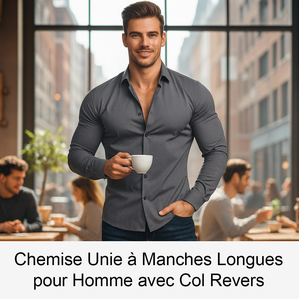 Chemise Unie pour Homme à Manches Longues
