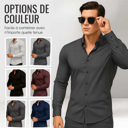 Chemise Unie pour Homme à Manches Longues