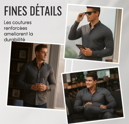 Chemise Unie pour Homme à Manches Longues
