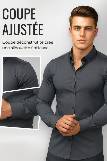 Chemise Unie pour Homme à Manches Longues