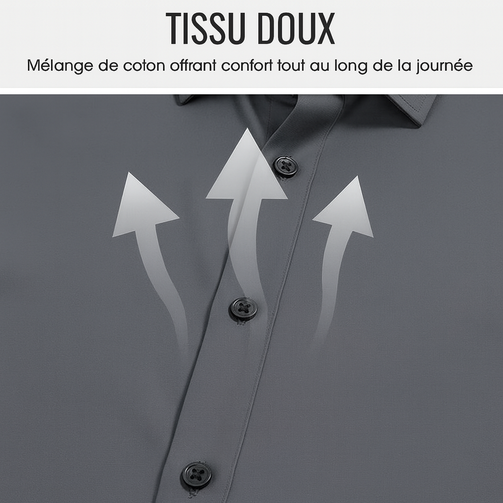 Chemise Unie pour Homme à Manches Longues