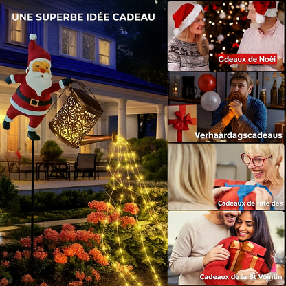 Lanterne arrosoir solaire avec design du Père Noël