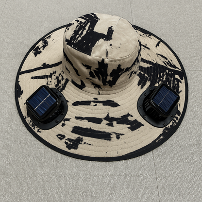 Chapeau de Soleil Large pour l'Extérieur avec Ventilateur Solaire