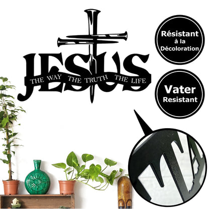 Décoration murale exclusive – Jésus et croix au design artisanal