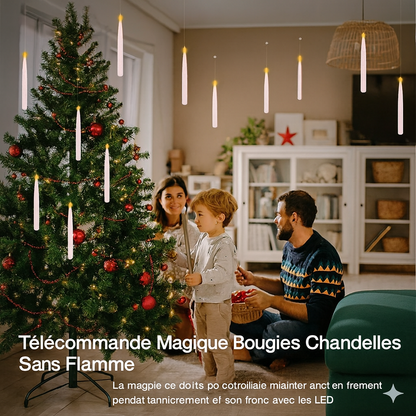 12 Bougies LED Flottantes avec Télécommande Baguette Magique – Bougies Suspendues Sans Flamme pour Décoration de Noël & Halloween